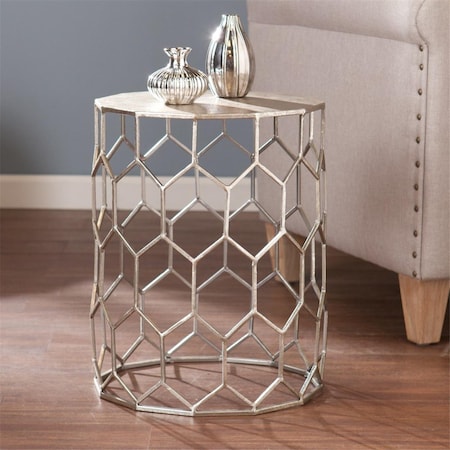 Gfancy Fixtures 18 in. Honeycomb Hexagonal End Table Antiqued Gold GF3101567